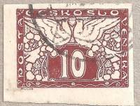(1920-040) Марка Чехословакия "Голуби (Красно-коричневая)" Бумага белая    Специальная доставка III 